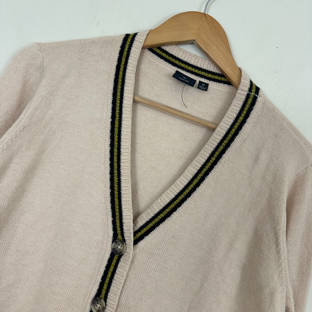 Devotion By Cyrus Cardigan Sweater Academia Cream Button Front Knit Womens M